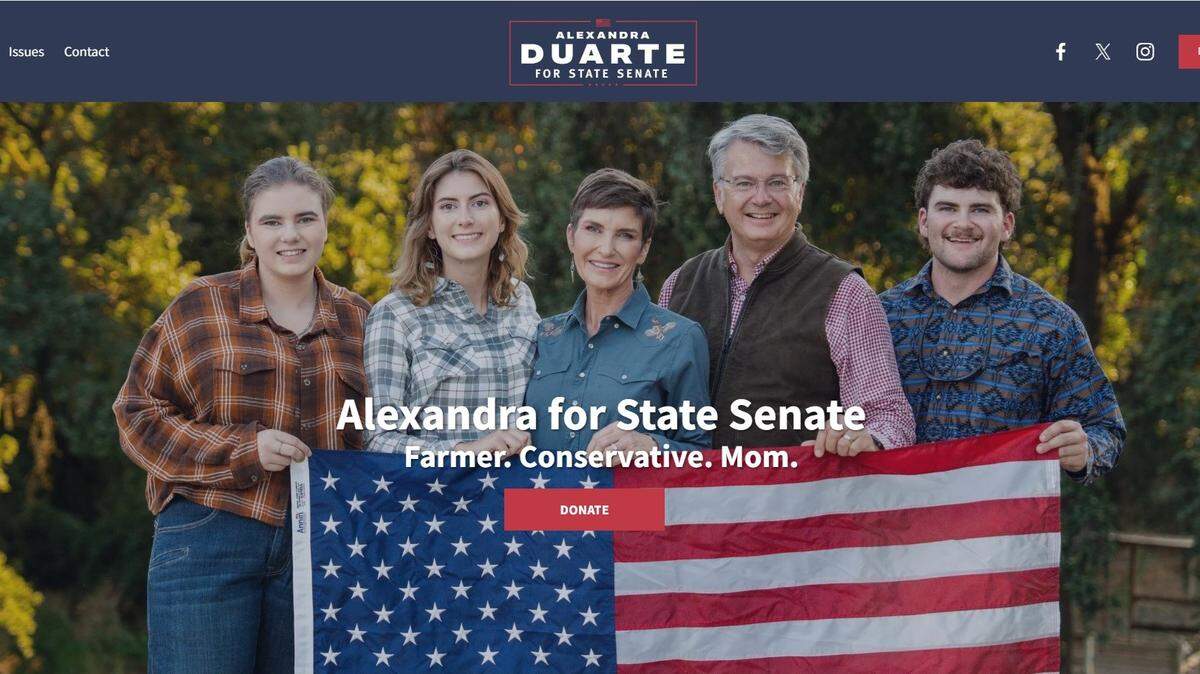Screen grab of Alexandra Duarte’s campaign site.