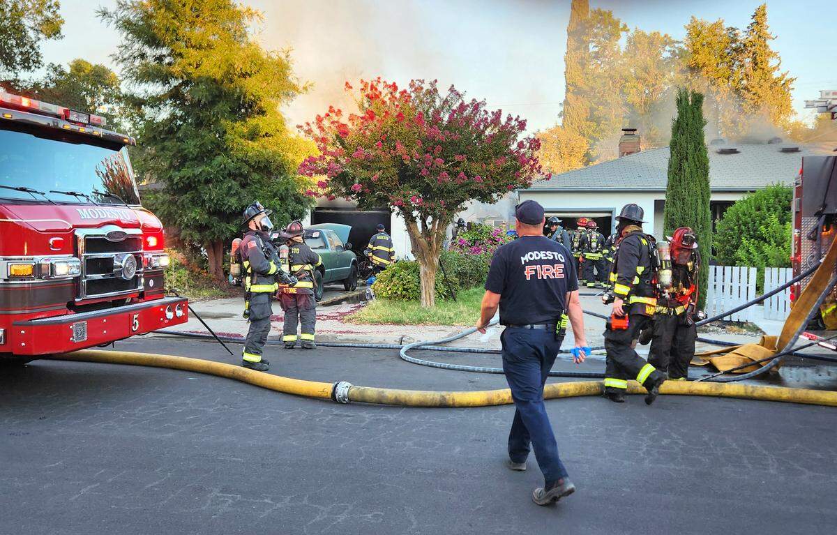 House fire on Concord Ave in Modesto, Calif., Friday, July 26, 2024.