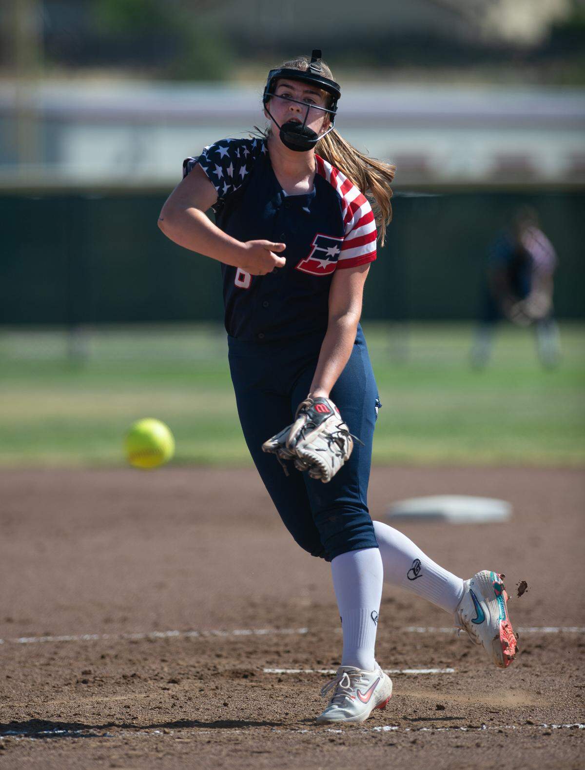 Beyer’s Delaney Pratt pitches during the first round playoff game with Oakdale at Oakdale High School in Oakdale, Calif., on Tuesday, May 17, 2022. Oakdale won the game 10-0.