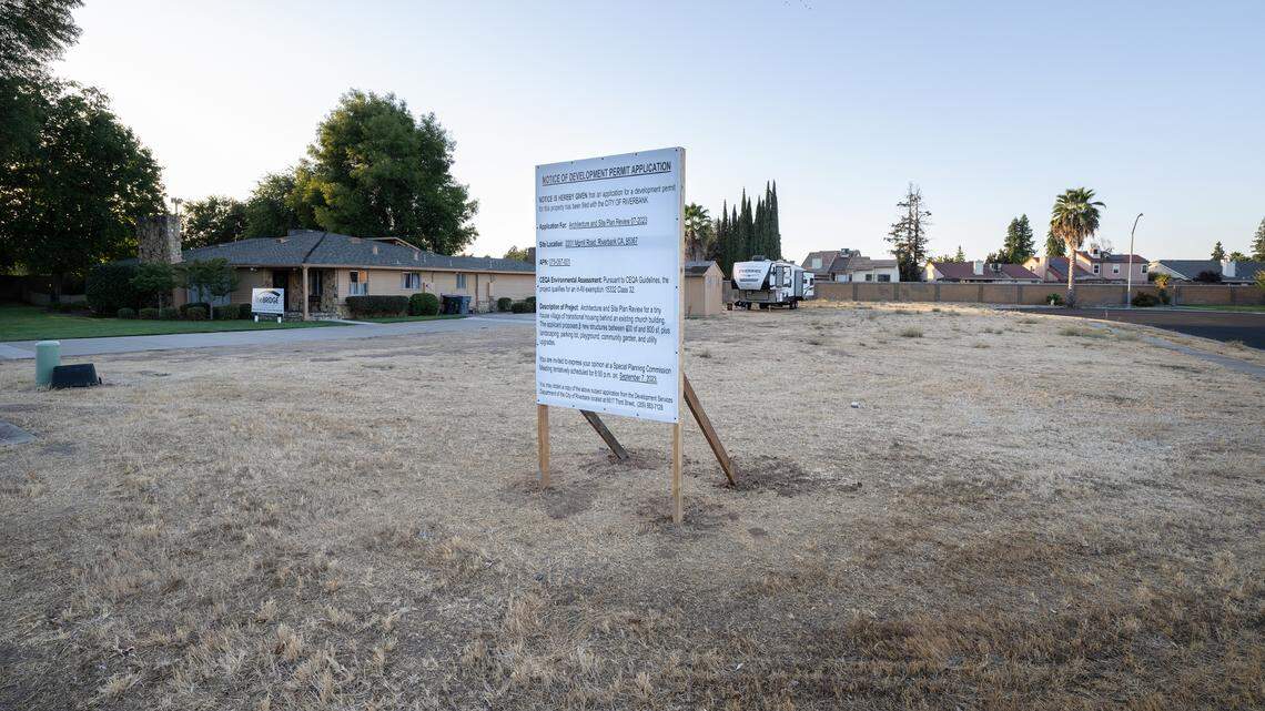 The Riverbank city council approved the construction of eight “tiny homes” for single mothers on at lot behind the Bridge Covenant Church at Oakdale Road and Morrill Avenue in Riverbank, Calif., Thursday, September 7, 2023.