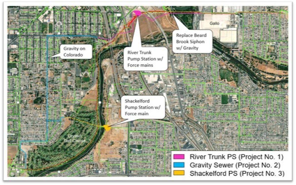 The map presenting the proposed project, broken up into three phases.