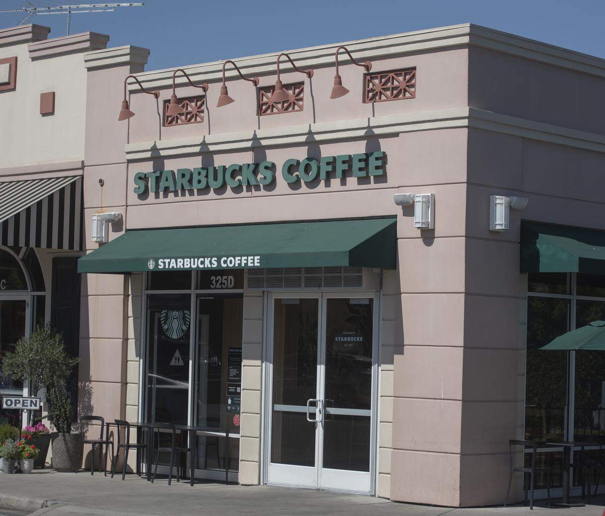 The Starbucks at 325 E. F St. in Oakdale is pictured Wednesday, May 13, 2026, following an April 29 incident that led to a felony hate crime charge against an Oakdale man, according to court records.