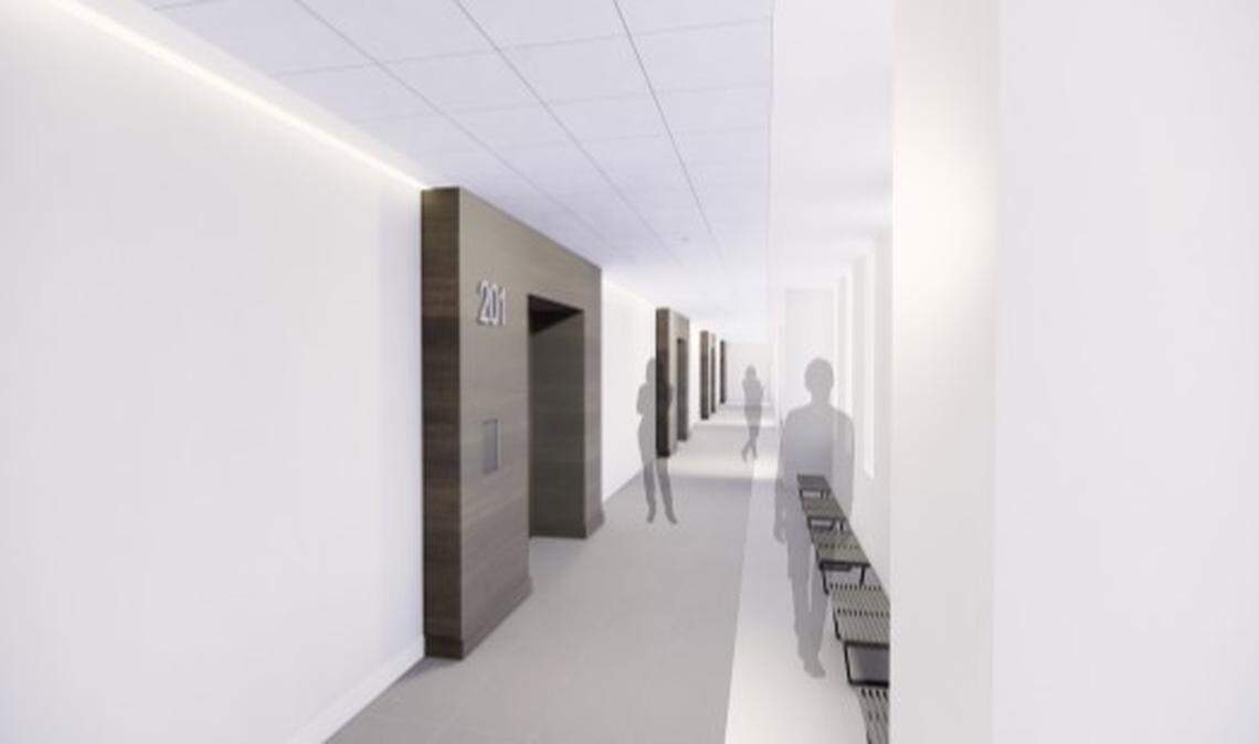 An artist rendering of the interior of the new Stanislaus County Courthouse located in downtown Modesto. The building is nearly complete, but still under construction.