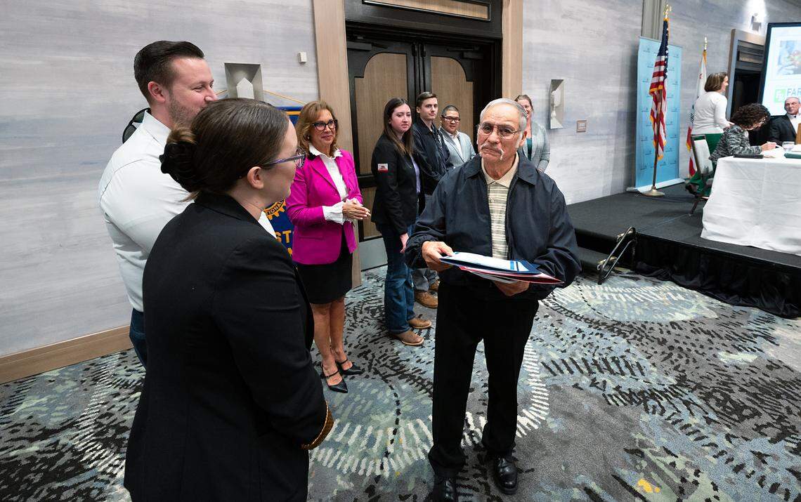 Salvador Anaya, farm lead at Stewart & Jasper Orchards, was named Farmworker of the Year in Modesto, Calif., Tuesday, March 19, 2024.