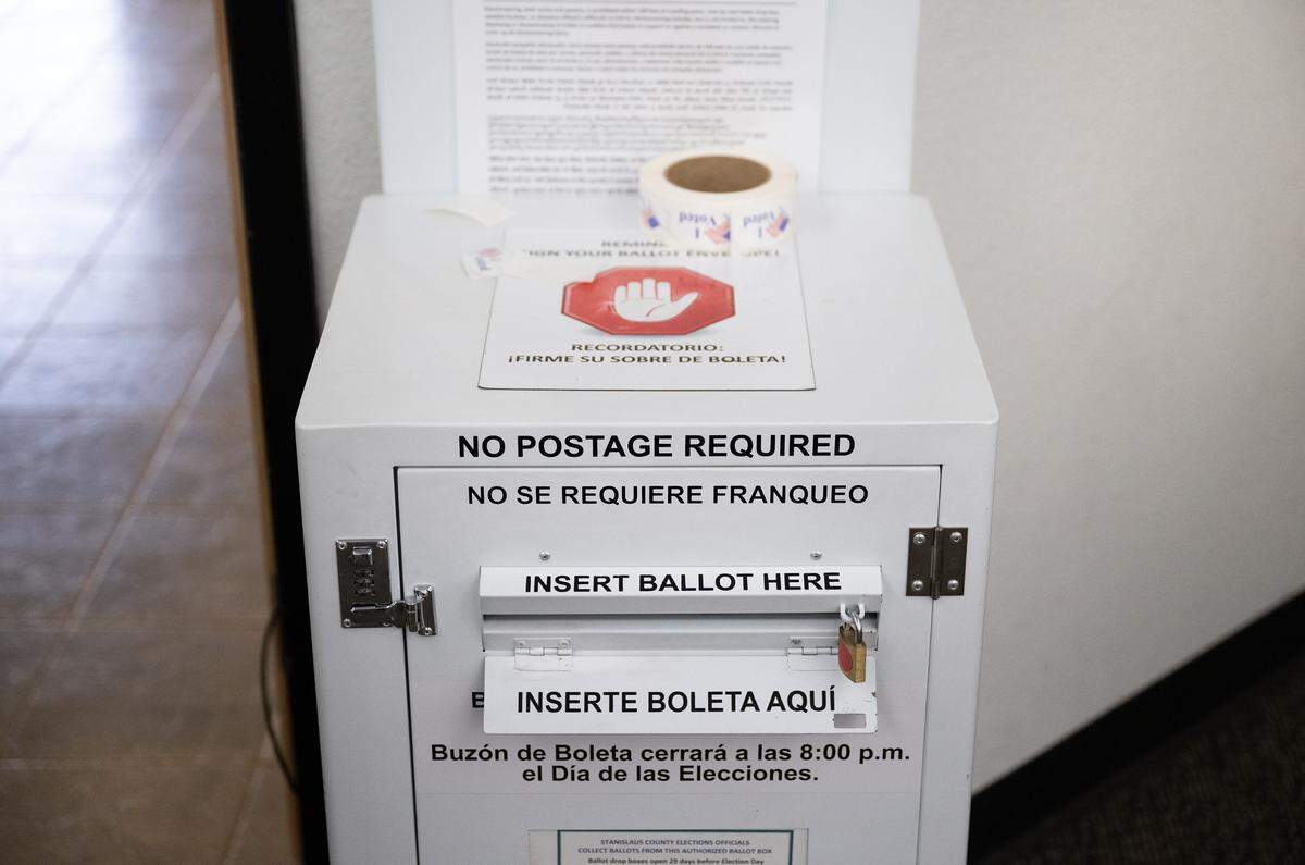 Ballot box at the Stanislaus County vote center in the Salida Library in Salida, Tuesday, Nov. 5, 2024.