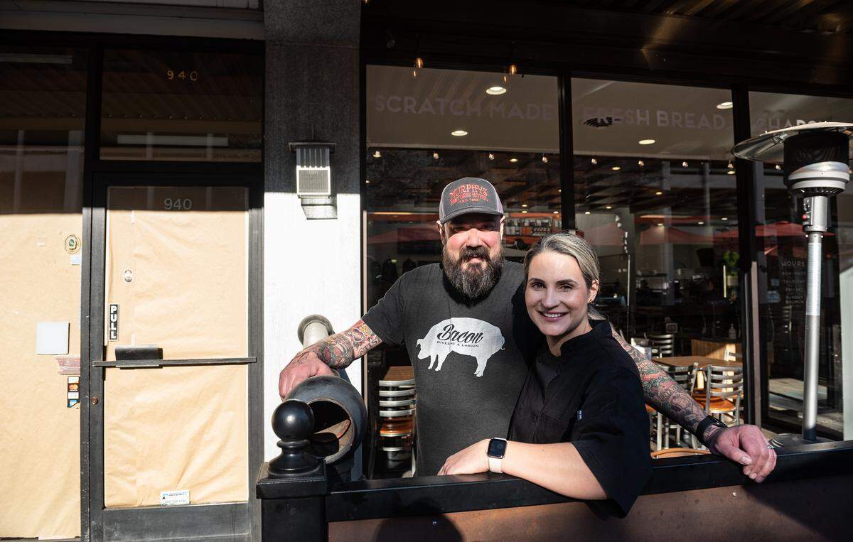 The owners of Food Fix Butcher & Baker Hank and Ashley Olson are taking over the former Barkin’ Dog restaurant space in downtown Modesto to build a new bakery. Photographed in Modesto, Calif., on Friday, Feb. 25, 2022.
