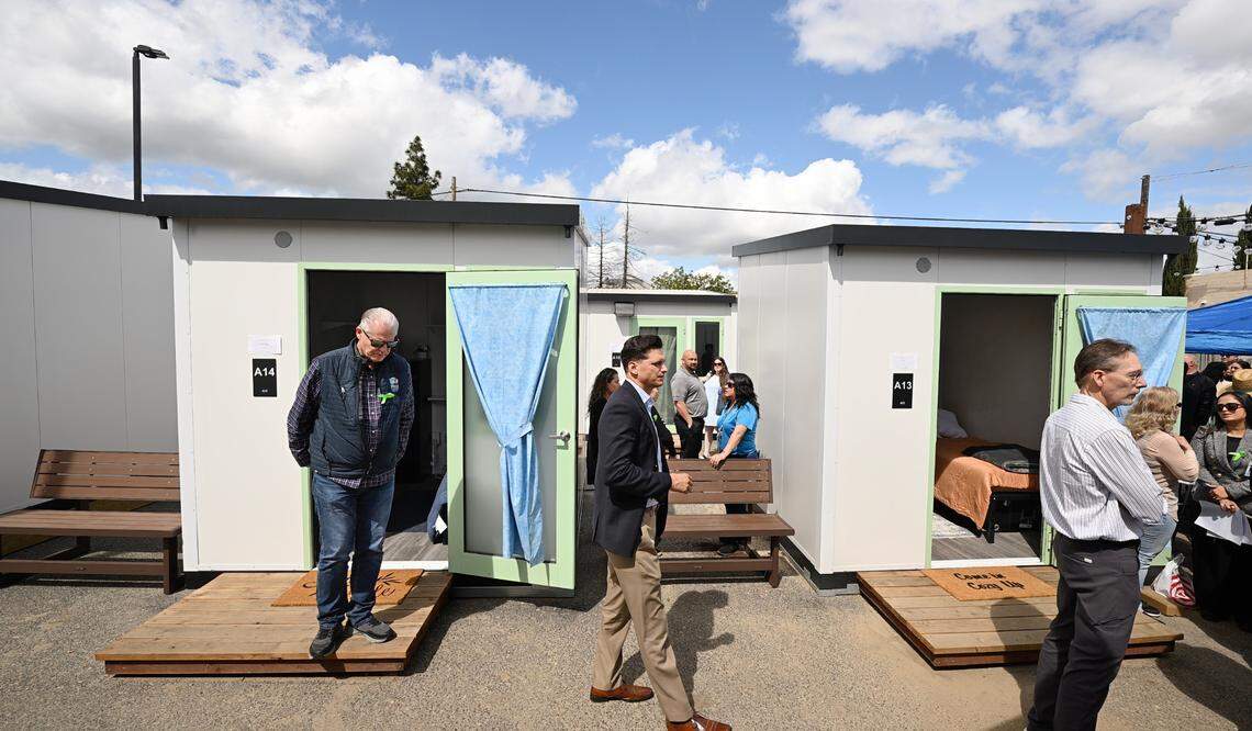 Dignity Village, a 42-unit bridge housing project on Ninth Street, was opened during a ceremony in Modesto on Thursday, March 27, 2025. 