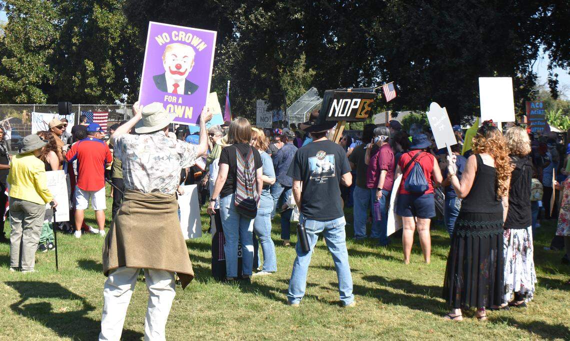 The second No Kings rally in Modesto this year was held in Standiford Park on Tokay Avenue in Modesto, Calif., on Saturday, Oct. 18, 2025.