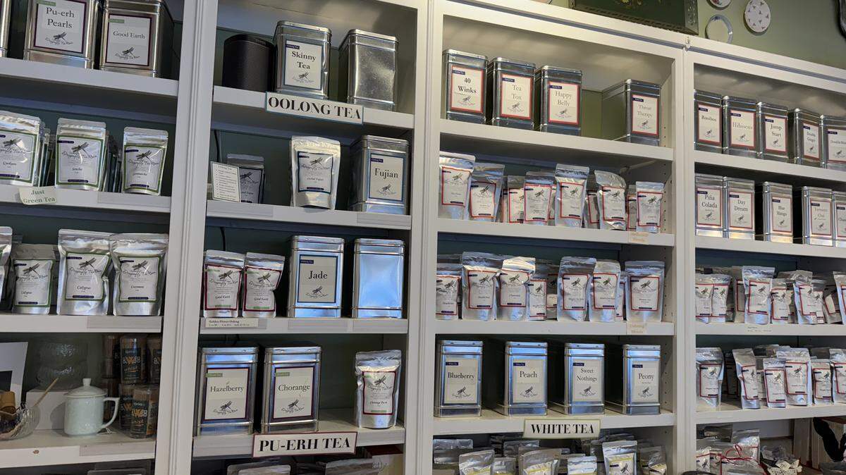 Tea selections at Dragonfly Tea Room in Modesto. House blended teas start at $8 for the 2 ounce bags.