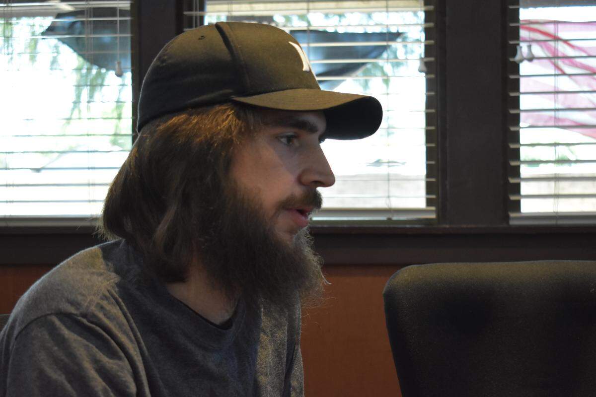 Eli Price shares at a May 15 meeting of the True Patriots veterans support group in Modesto. Group discussions include benefits, depression, anxiety, PTSD and anything else that may be of importance to members.