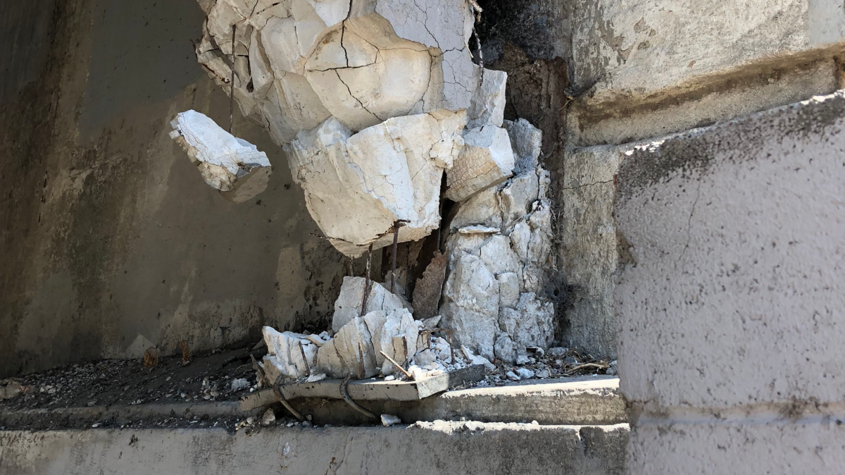 Vibrations from large trucks damaged a concrete abutment on the Seventh Street Bridge in Modesto, CA, on Thursday, Aug. 30, 2018.
