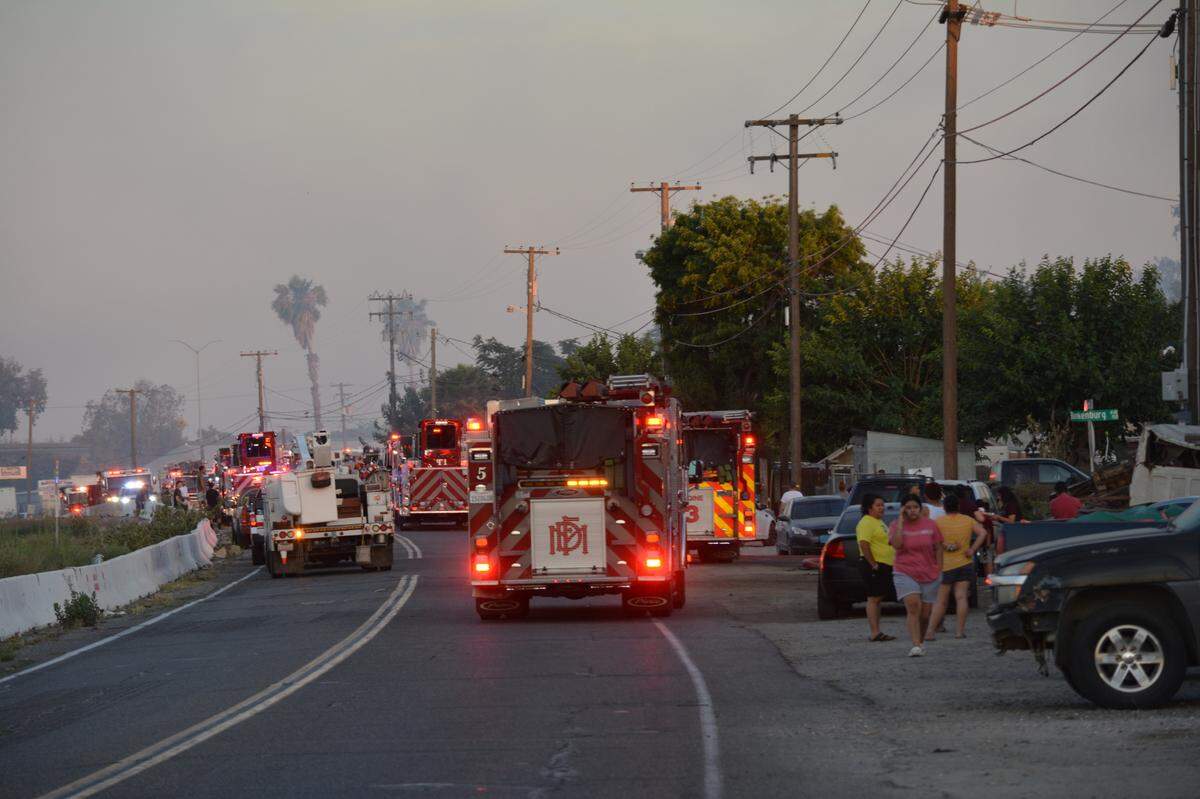 A fire at a mobile home park on South Seventh Street in Modesto on Wednesday night, May 25, 2022, drew a three-alarm response and burned five homes, displacing 17 people.