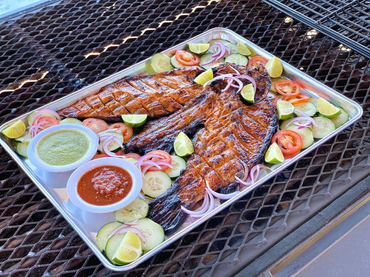 El Coco Loco’s Pescado Zarandeado served split and grilled using traditional methods from Nayarit, Mexico.