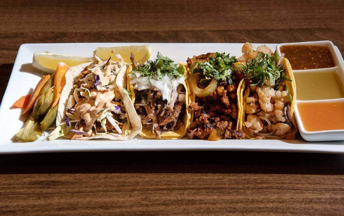 Taco sampler at Memo’s Cocina & Tequila Bar in Modesto, Calif., on Thursday, Feb. 24, 2022.