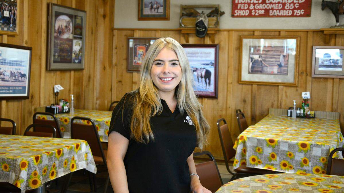 Monique Costa, the new owner of the Farmers’ Den on Crows Landing Road, inside the restaurant on May 27, 2021.