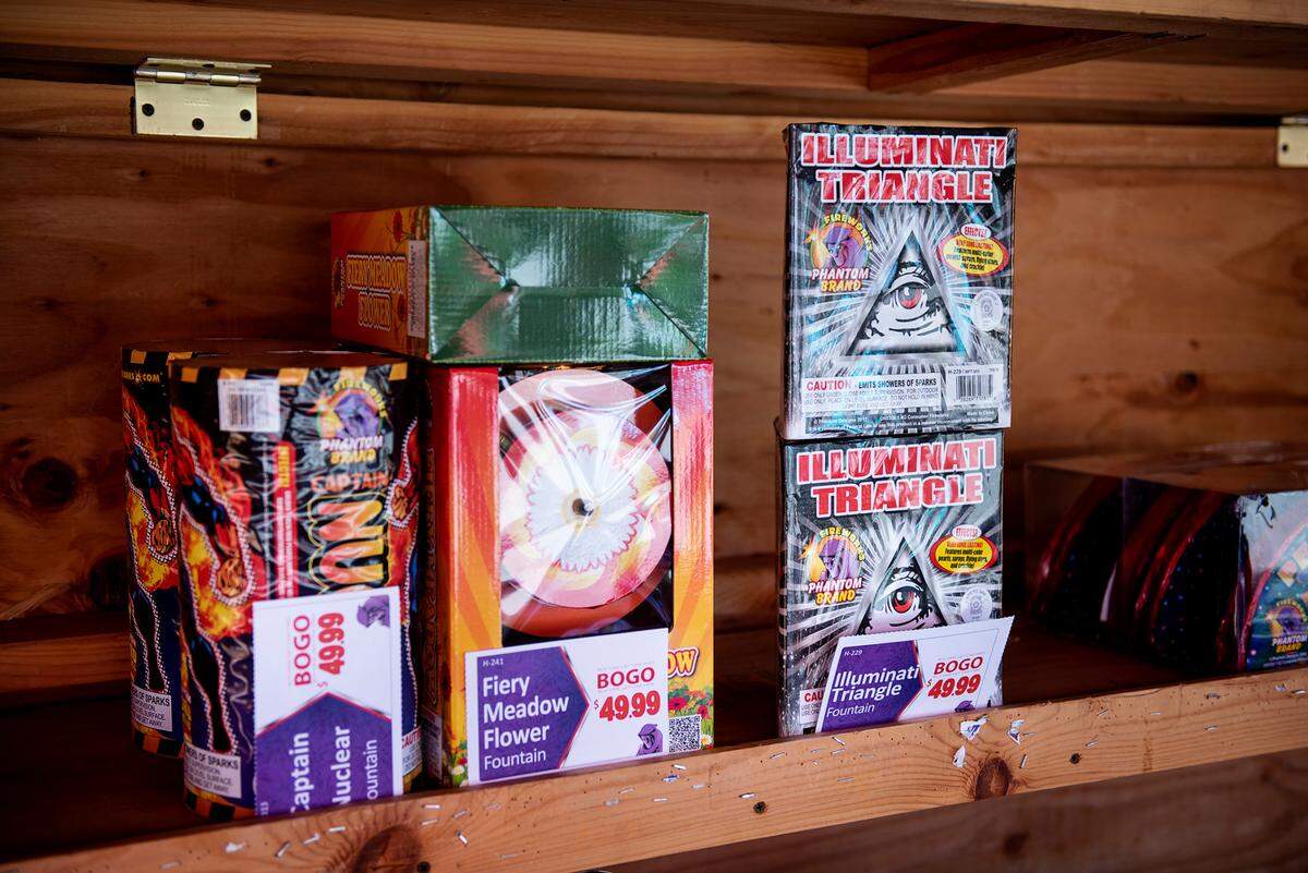 Members of the Modesto Foursquare Church set up a fireworks booth at a shopping center on Prescott Road and Stanford Avenue in Modesto, Calif., on Tuesday, June 30, 2020.