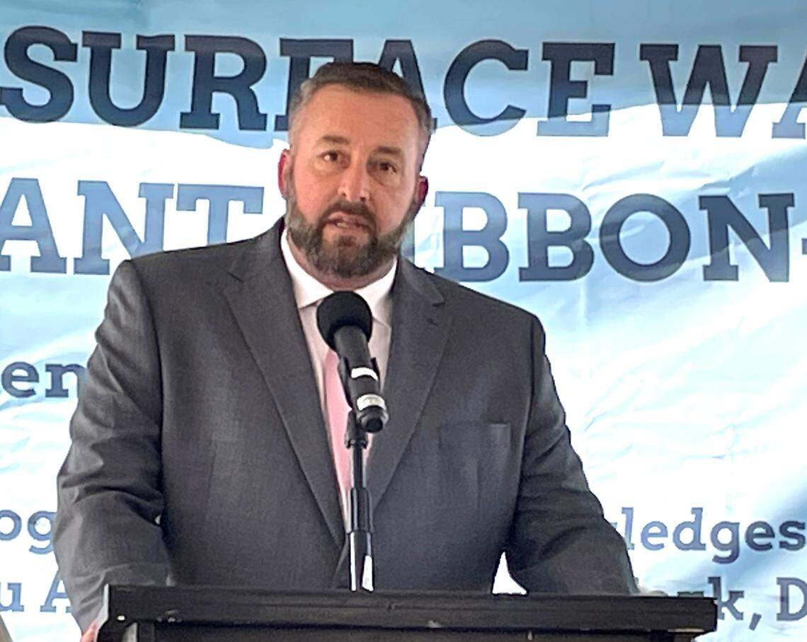 Christopher Fisher, general manager of the Stanislaus Regional Water Authority, helped dedicate its new Tuolumne River treatment plant for Turlock and Ceres Calif., on Nov. 14. 2023.