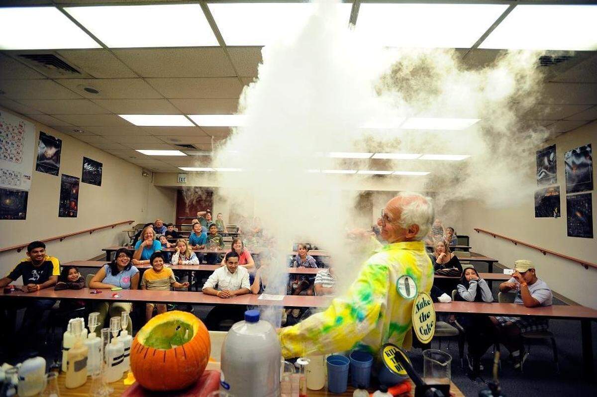 A liquid nitrogen demonstration was part of the 2012 Wild Planet Day at Modesto Junior College.