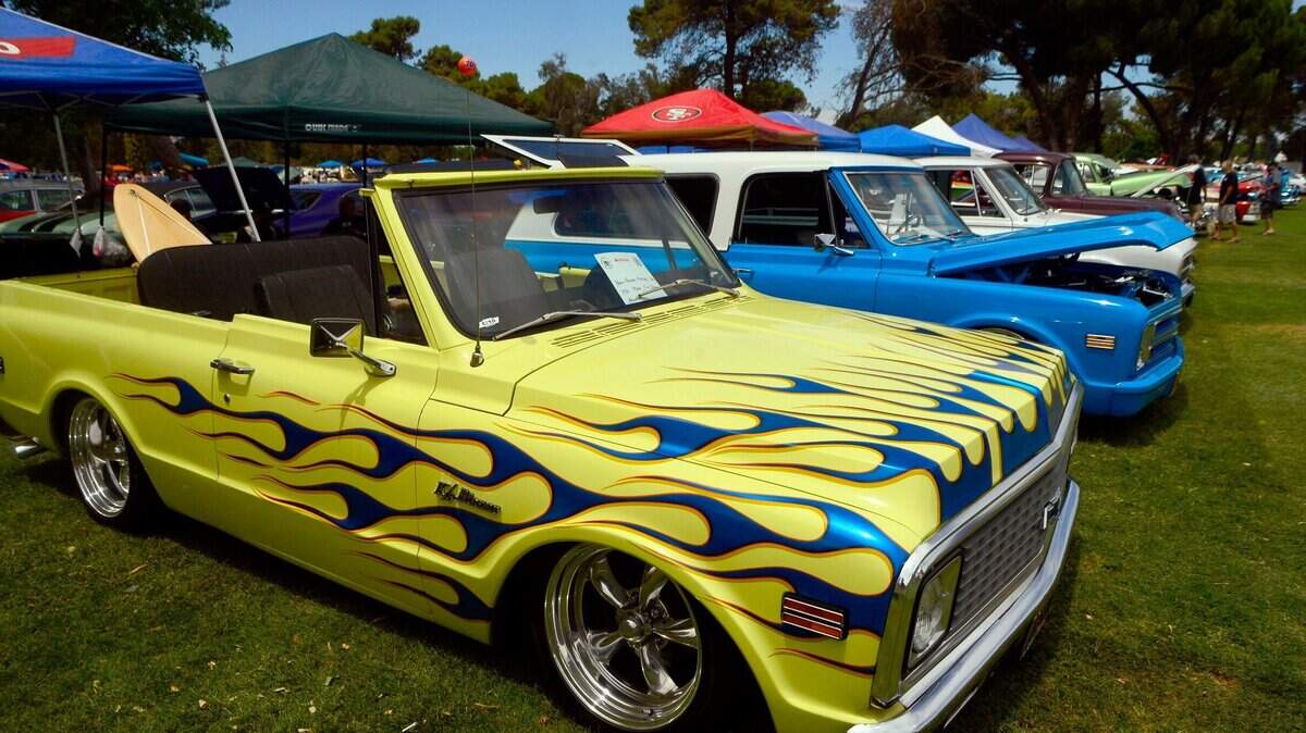 Classic cars on display during the 2016 North Modesto Kiwanis American Graffiti Festival & Car Show.