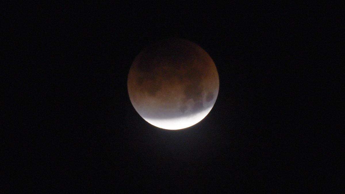 The partial lunar eclipse is pictured Wednesday, January 31, 2018.