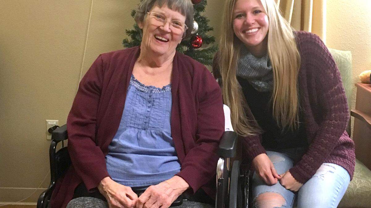 High school senior Claire Caldera of Sonora, Calif., raised about $38,500 for the Alzheimer’s Association in honor of her grandmother, Alice Caldera, pictured here with her, who was diagnosed with the disease two years ago. The group announced this on Monday, July 9, 2018.