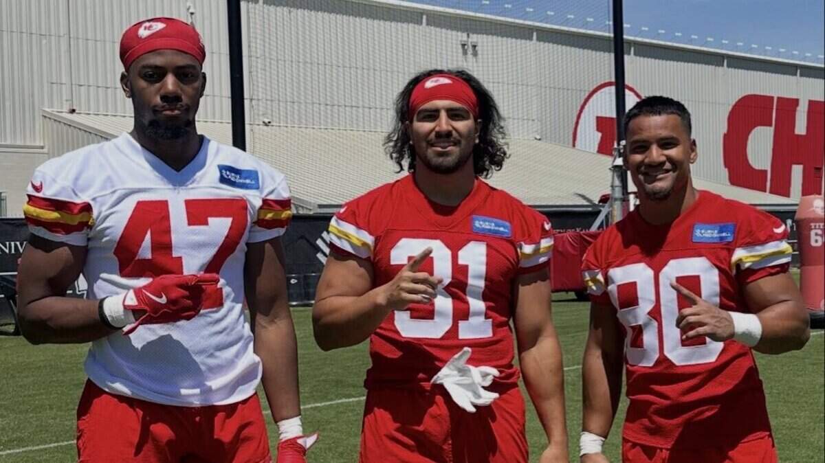 Former Modesto JC football players Zelmar Vedder, Anthony Frias and Jacob DeJesus participated in the same rookie minicamp with the Kansas City Chiefs from May 1-3.