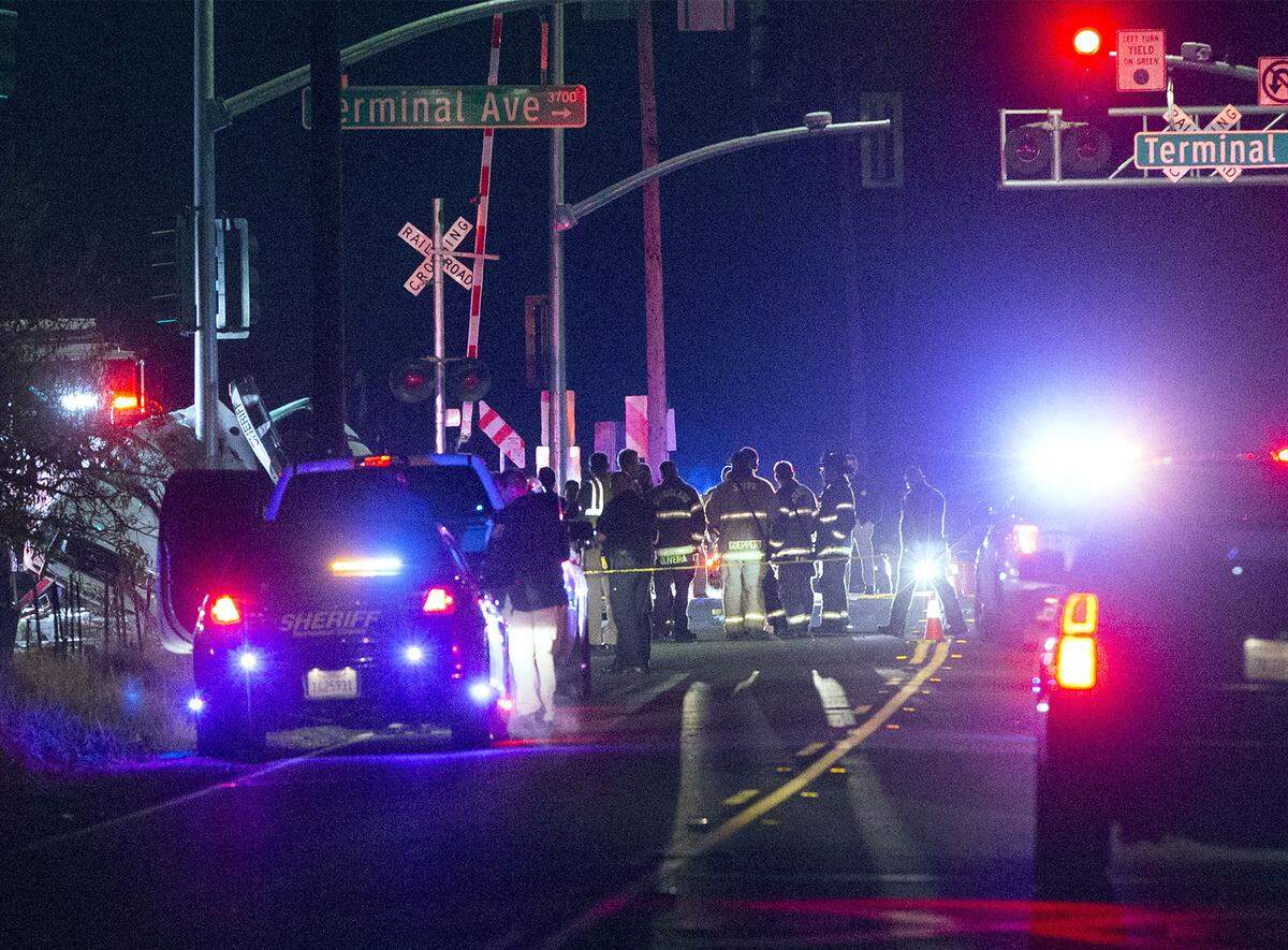 Scene where Antonio “Tony” Hinostroza, a Stanislaus County Sheriff Deputy was killed in a vehicle accident at the intersection of Terminal Avenue and Claribel Road Sunday, Nov. 25, 2018 in Riverbank, Calif. 
