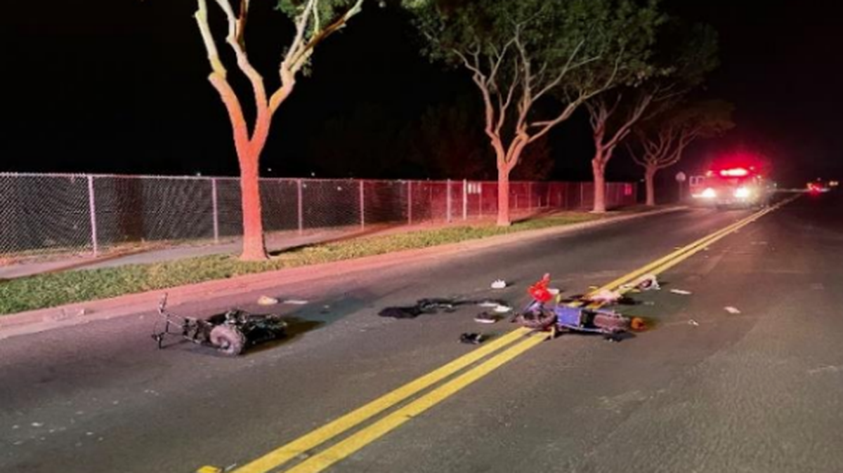 Two men on homemade motorcycles suffered major injuries when they crashed head on east of Modesto early Tuesday morning.