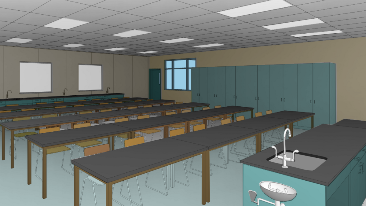 Design renderings show the planned upgrades to Beyer High School’s science labs.