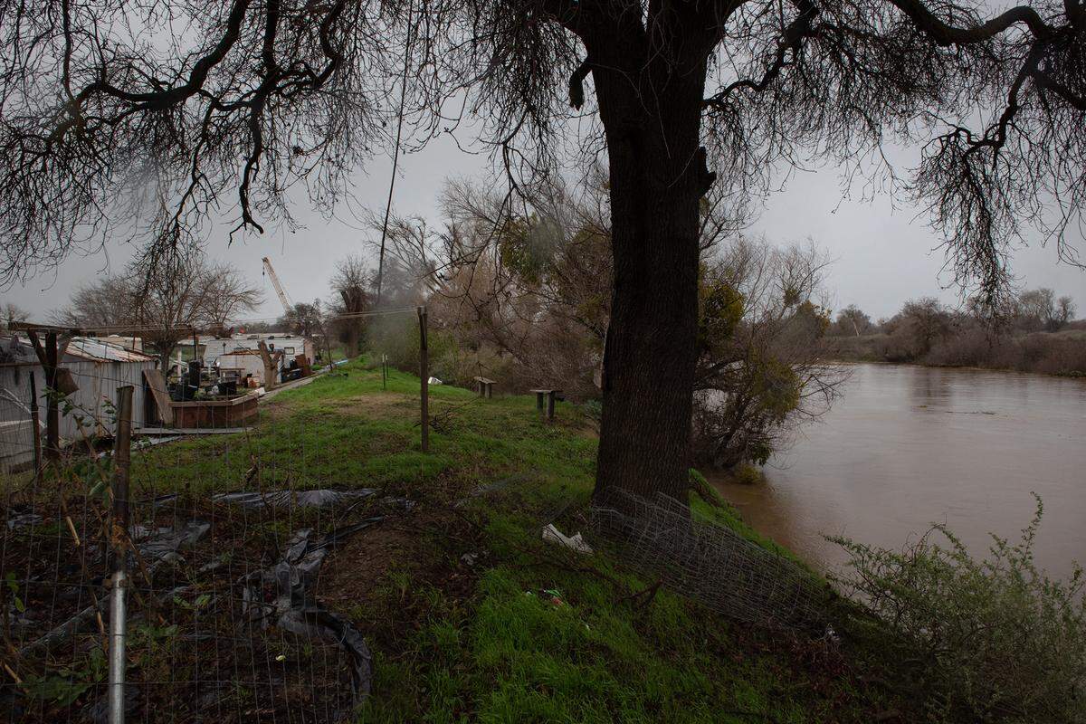 Catfish Camp RV park on the San Joaquin River north of Newman, Calif., Wednesday, Jan. 11, 2023.