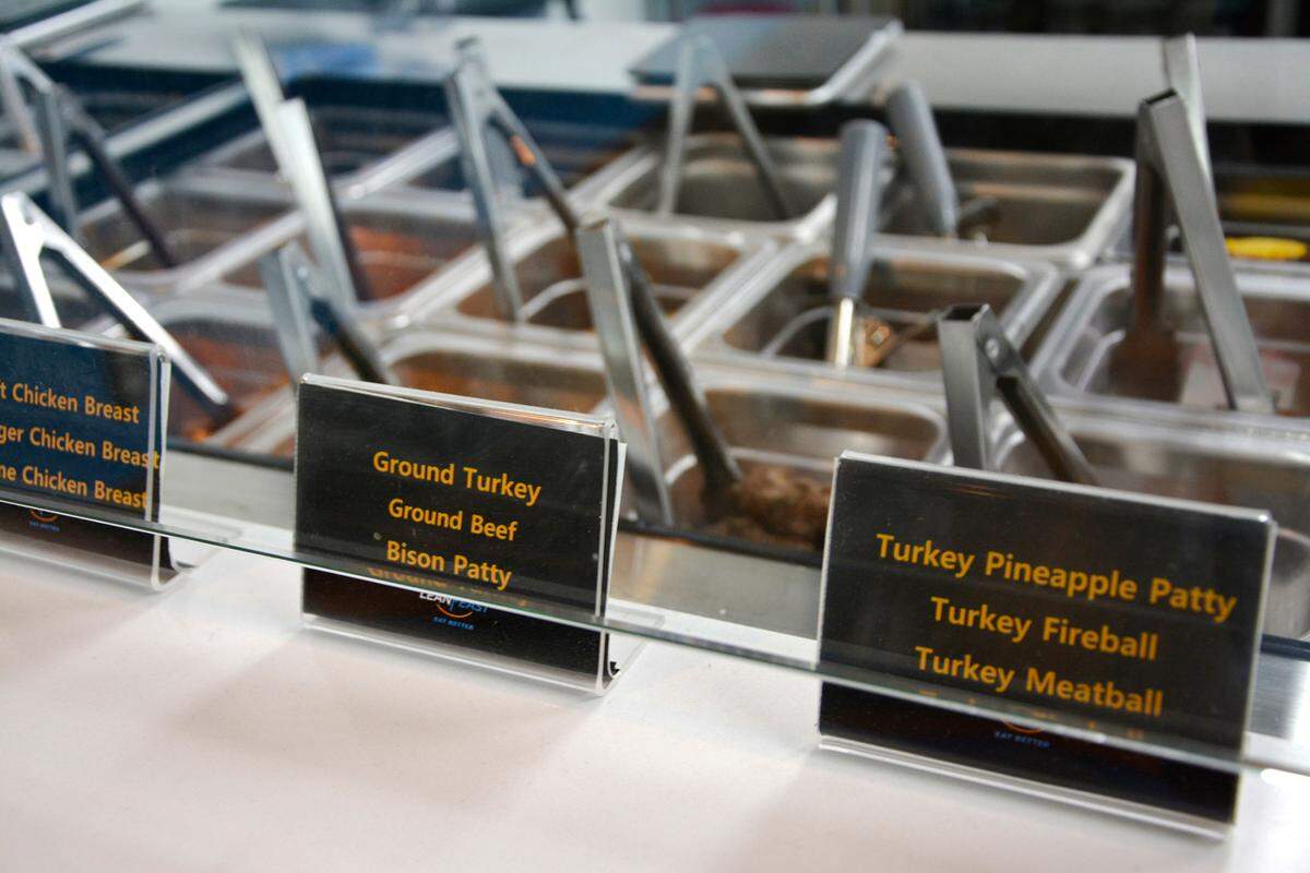Protein options at the new Modesto meal prep business LeanFeast pictured Jan. 6, 2022.