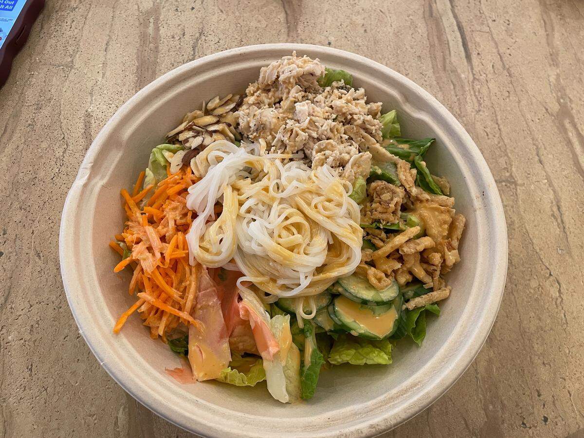 The noodella salad at Zalata, a new healthy cafe in Turlock, on Thursday, April 23.
