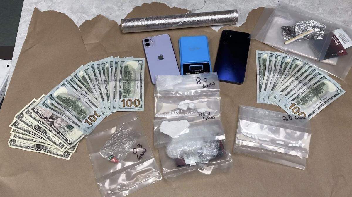 Suspected fentanyl, cash, cellphones and drug packaging materials seized during a traffic stop in Jamestown on Jan. 29, 2026, following a long-term narcotics investigation, according to the Tuolumne County Sheriff’s Office.
