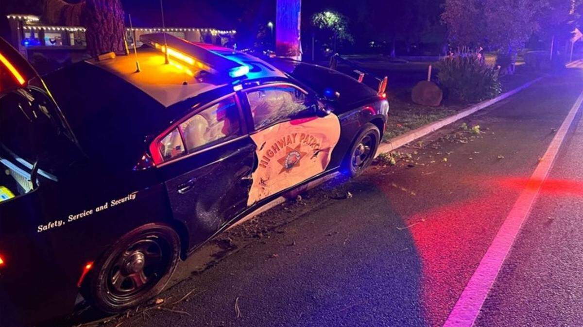 Two CHP officers, a Modesto woman and a Ceres man were in a collision at Yosemite Boulevard and Albers/Geer roads early Sunday, Nov. 6, 2022.