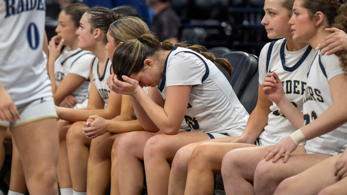 Central Catholic players react to losing to West Campus in the Sac-Joaquin Section Division IV championship game at the Golden 1 Center in Sacramento, Friday, Feb. 27, 2026.