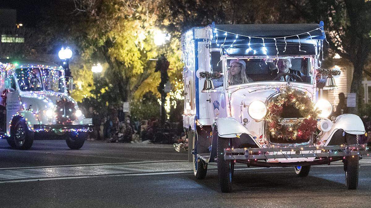 The public will do the driving during this year’s Modesto Celebration of Lights Parade, pictured here in 2019.