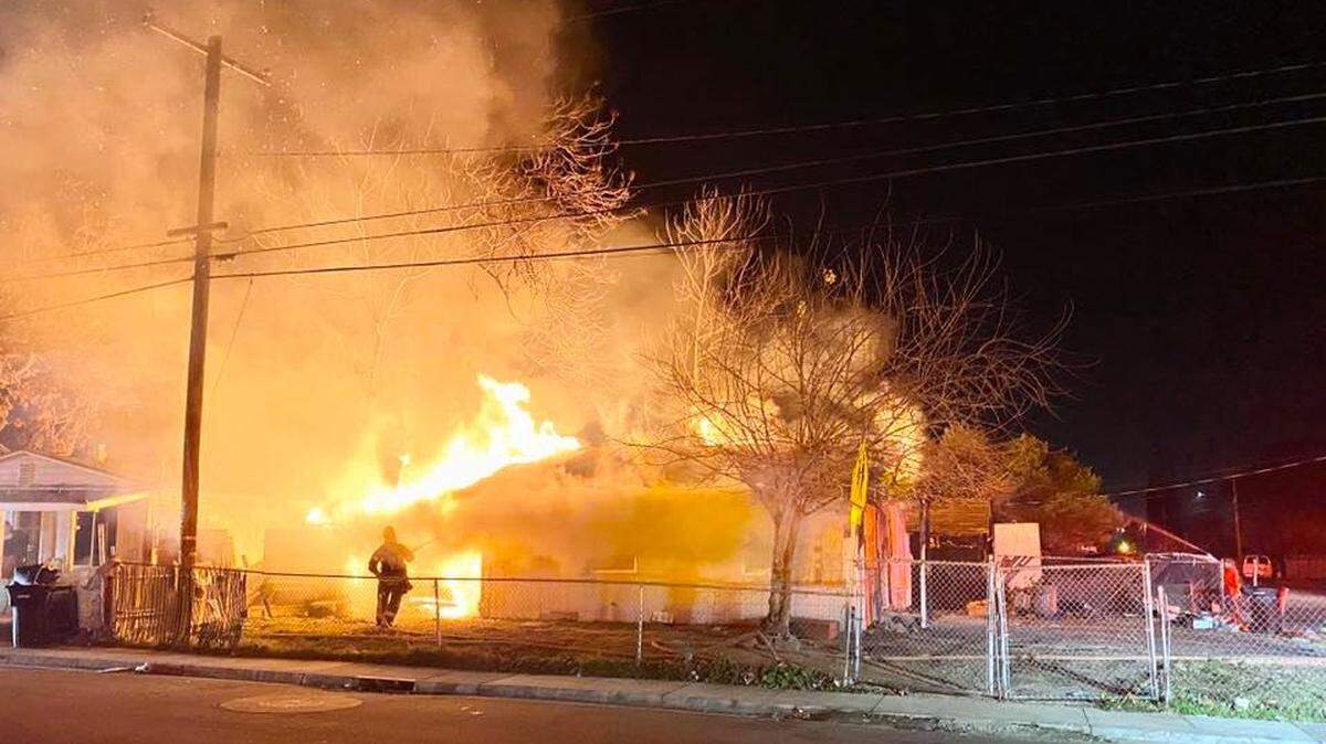 Flames gutted a house Monday night Dec. 30, 2019, near the intersection of Empire Avenue and Bonnie Brae Avenue in Modesto, California.