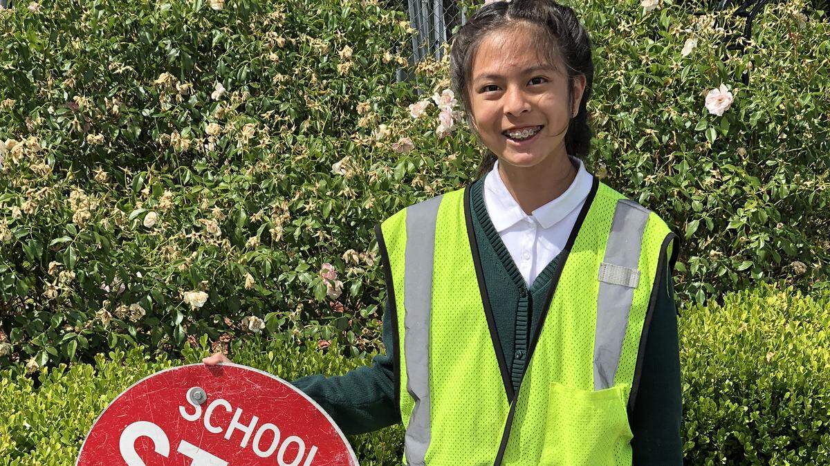 Gaby Sanchez, a sixth-grader at St. Stanislaus Catholic School in Modesto, California, received a AAA School Safety Patroller of the Year award for Northern California on Thursday, May 23, 2019.
