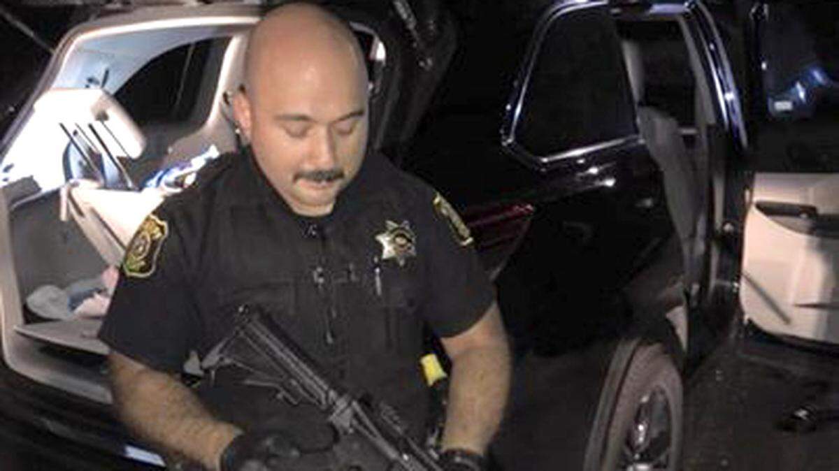 Patterson Police Services located 5 suspects who had kidnapped a victim earlier in the day and were trying to ransom him off. They were all arrested near the Kit Fox RV Park and the hostage was rescued. The suspects had this gun pictured here with them. The victim will recover from his injuries.