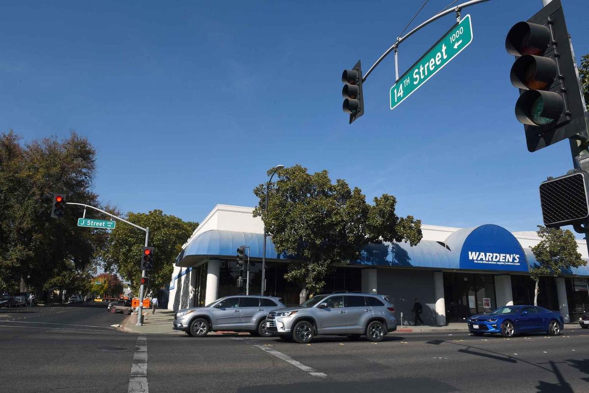 The new headquarters for Datapath is currently under construction Wednesday November 6, 2019 on J street in downtown Modesto, Calif. The space is the former location of Warden’s.