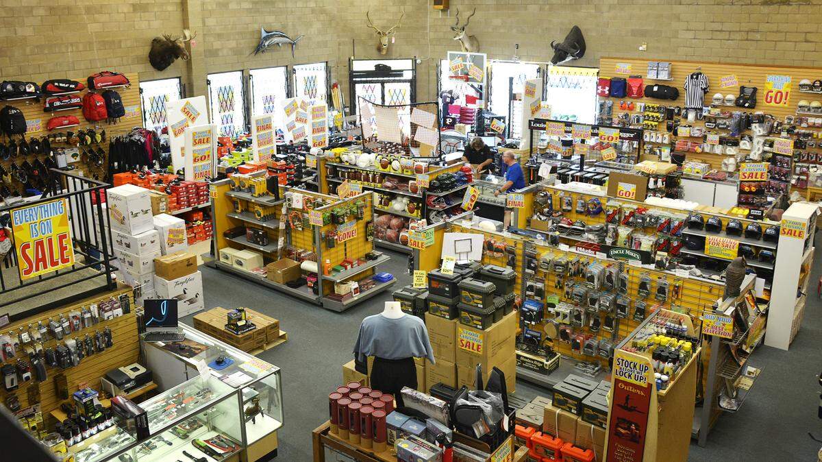 The interior of Bilson’s Sports Shop on Lander Avenue in Turlock, Calif. as it prepares for a going out of business sale.