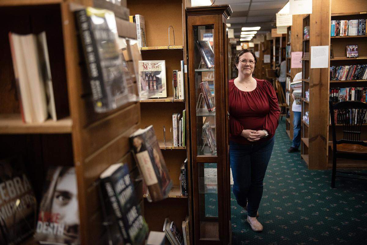 Owner Paula Kiss at Yesterday’s Books in Modesto, Calif., Thursday, Oct. 27, 2022. The bookstore is closing