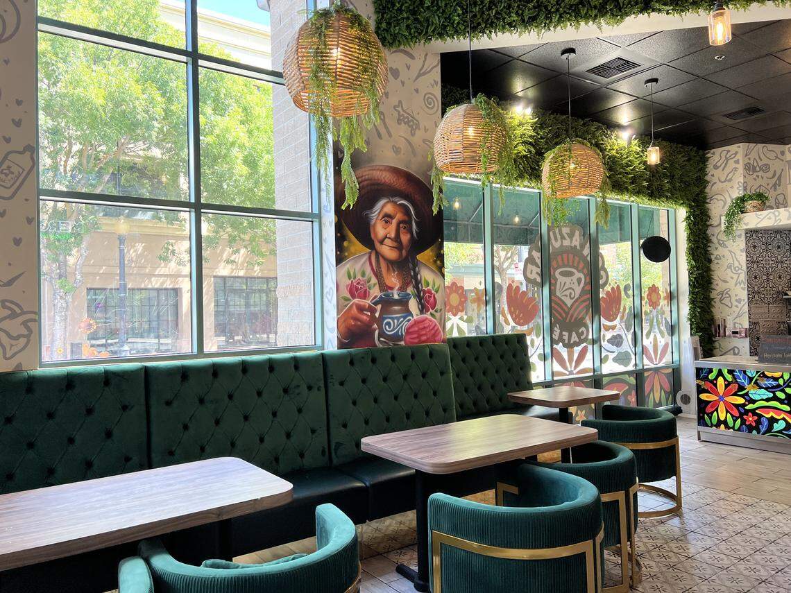 The menu at a Con Azucar Cafe features a mix of coffee, sandwiches, sweets and more.