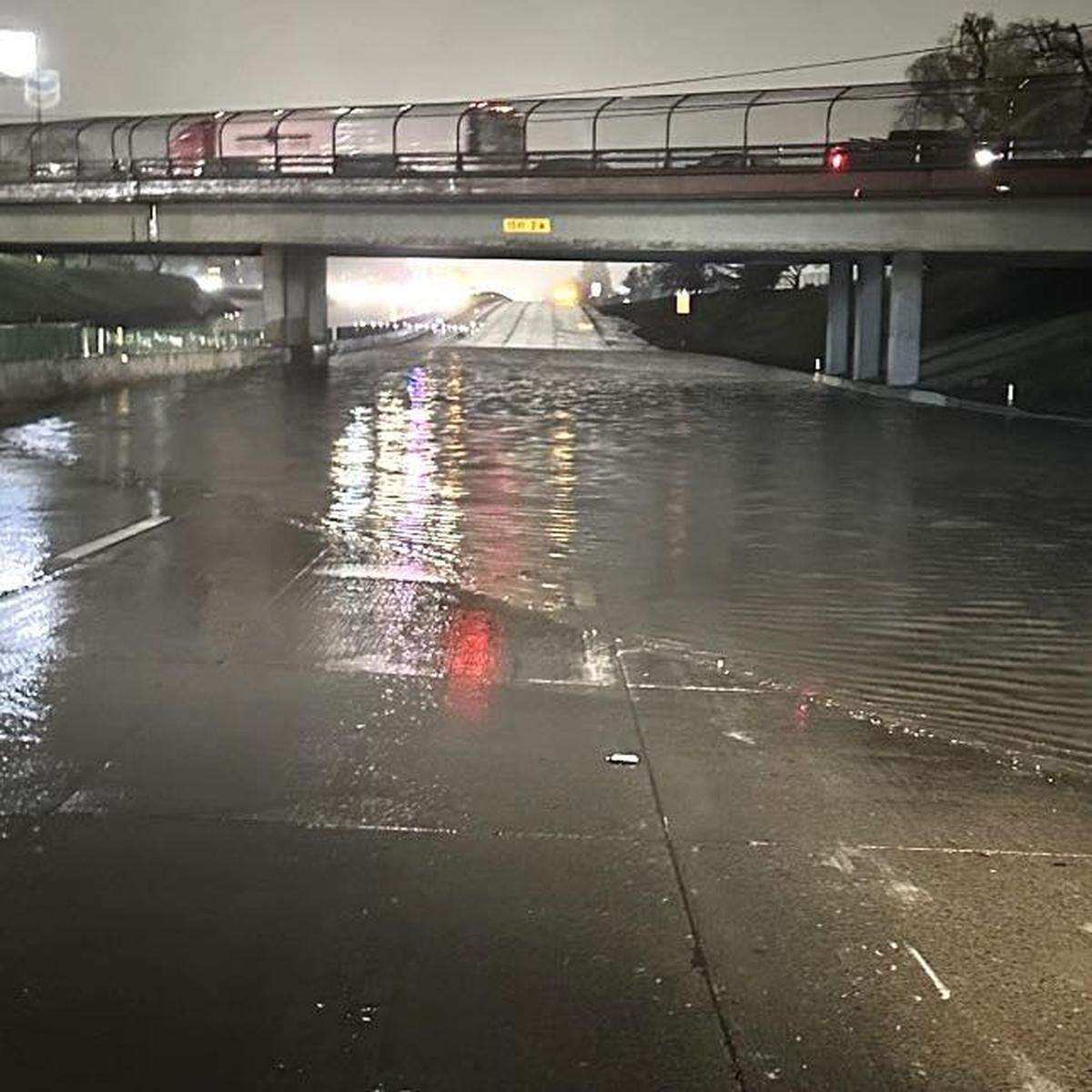 Highway 99 was closed Saturday afternoon into Sunday morning at Kansas Avenue because of flooding