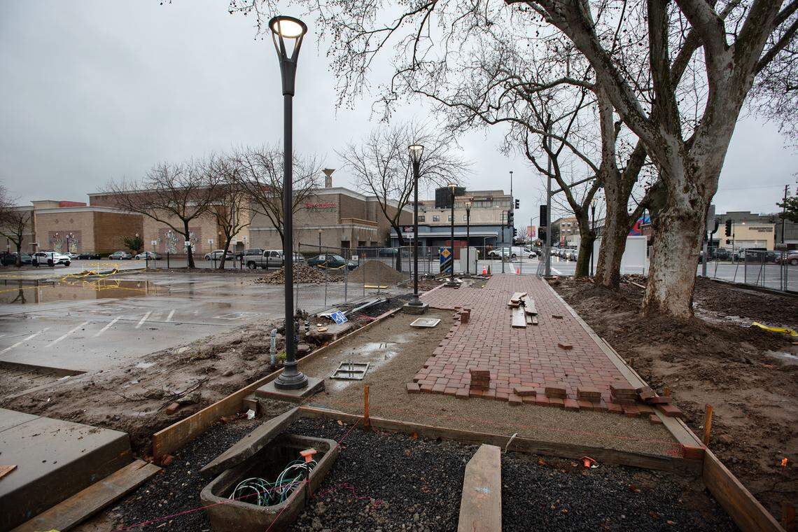Modesto Transit Center in Modesto, Calif., Friday, March 10, 2023. Remodeling of the transit center began in late 2021 and the project still has about a month to go.