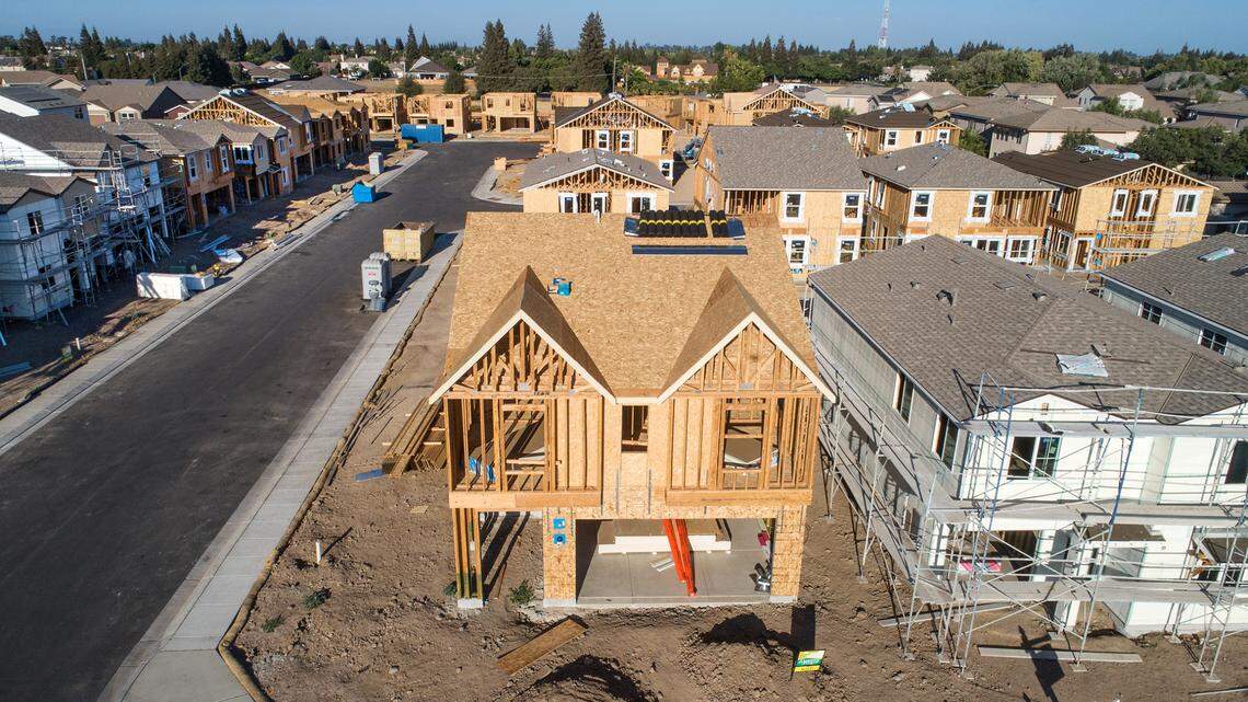 New development of homes is being constructed off Hillglen Avenue in north Modesto, Calif., on Friday, July 16, 2021. 