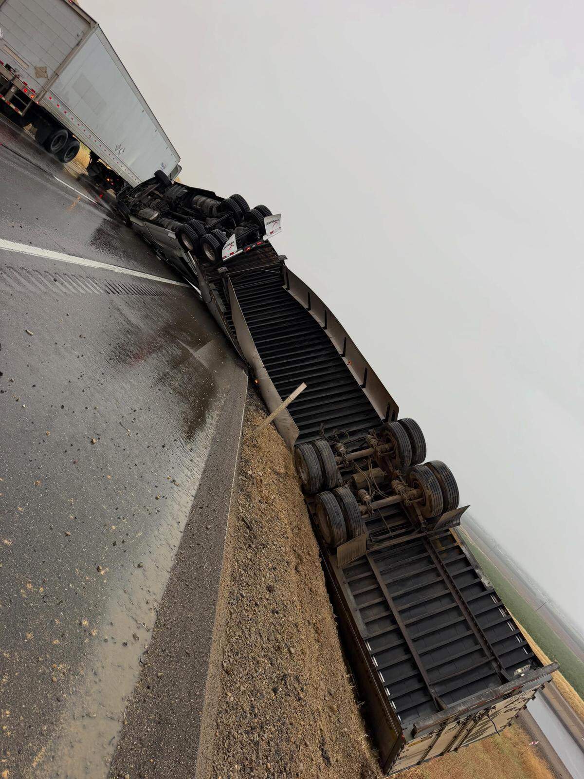 Two injuries crashes involving big rigs occurred on Interstate 5 in Stanislaus County on Thursday morning.