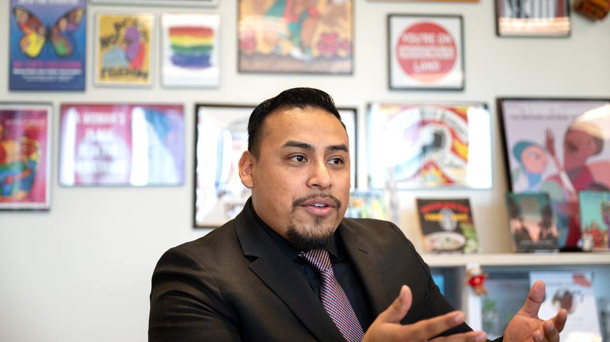 Guillermo Metelin Bock, undocumented-student services lead, at Stanislaus State University in Turlock Wednesday, Dec. 11, 2024.