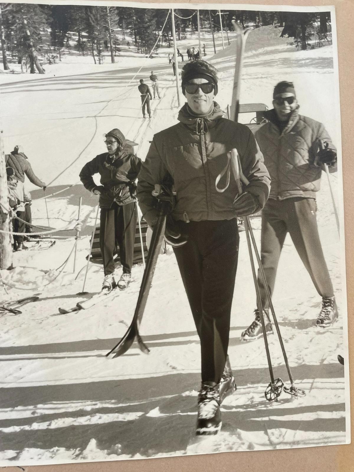 Gardner Smith, of Modesto, at an unidentified ski slope in about 1952.