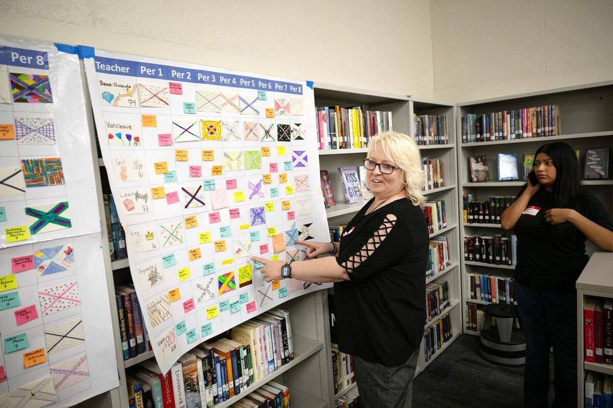 English teacher Andrea Pegarella coordinates the Day of Respect, at Modesto High School in Modesto Wednesday, March, 5, 2025.